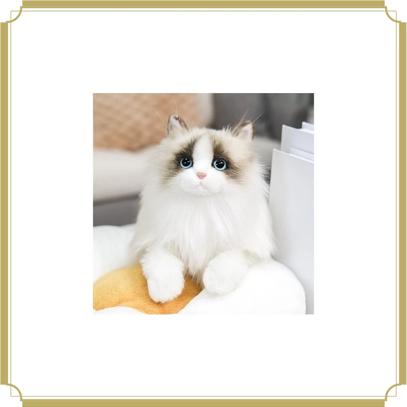 High Simulation Realistic Ragdoll Cat Plush Doll Soft Stuffed Animal Toy Birthday Gift for Kids Girls