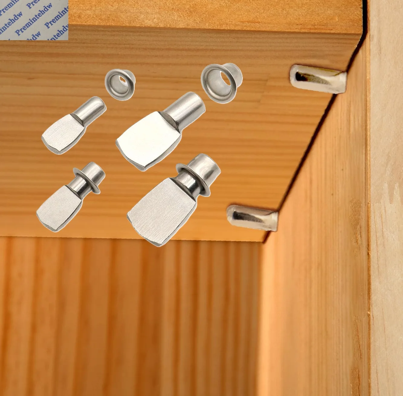 100Pcs 5mm 7mm Stem Spoon Shelf Support Peg Pin With Metal Knock In Sleeve Grommet  Furniture Cabinet Closet Nickel Plated