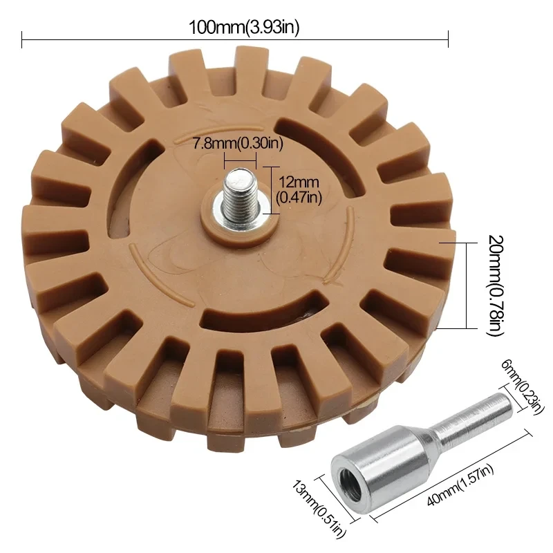 4 Inch pneumatik mobil karet penghapus bantalan roda 100mm poles Degumming Disc penghapus stiker roda mobil Penghilang cat pembersih