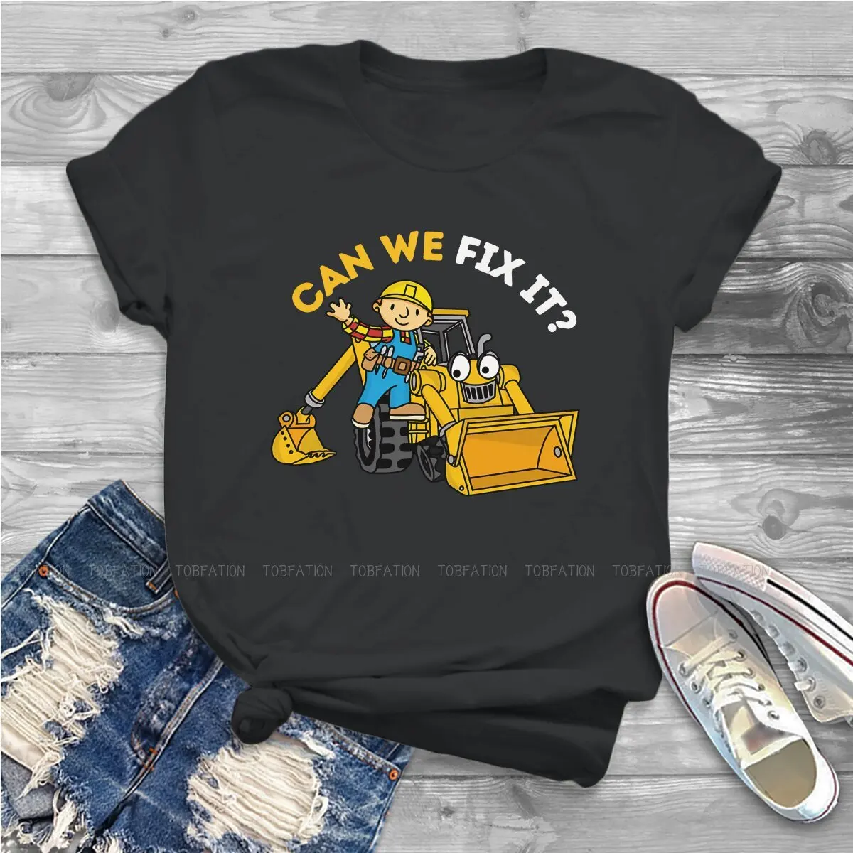 Can We Fix It Funny Women TShirt Bob the Builder Cartoon Crewneck Girls top 4XL Lady T Shirt regalo di moda divertente