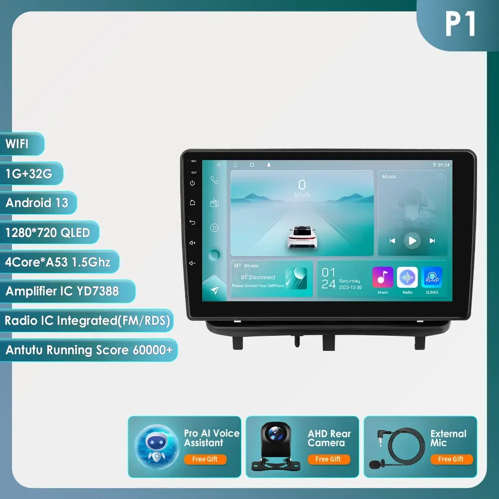 2din 9 "Android 12 Autoradio Voor Opel Corsa D 2007-2012 Hatchback Van Auto Multimedia Radio Speler Navi Gps Carplay Autoradio - afbeelding 1