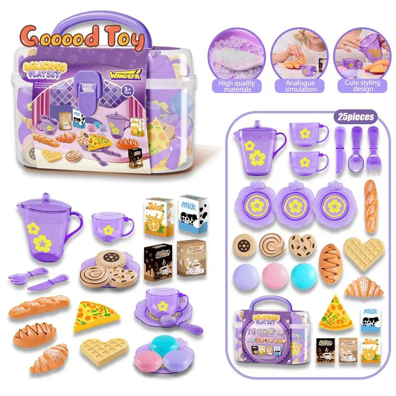 Kinder Küche Spielset Kochgeschirr Nachmittagstee Simulation Lebensmittel Kuchen Set Geschirr Spielzeug Pretend Spielen Interaktive Küche Spielzeug