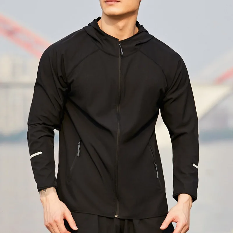 Frühlings- und Herbst-Laufjacke, Winddichte Sportjacke für Herren und Damen, Reflektierende Outdoor-Jacke mit Langen Ärmeln und Schnelltrocknung