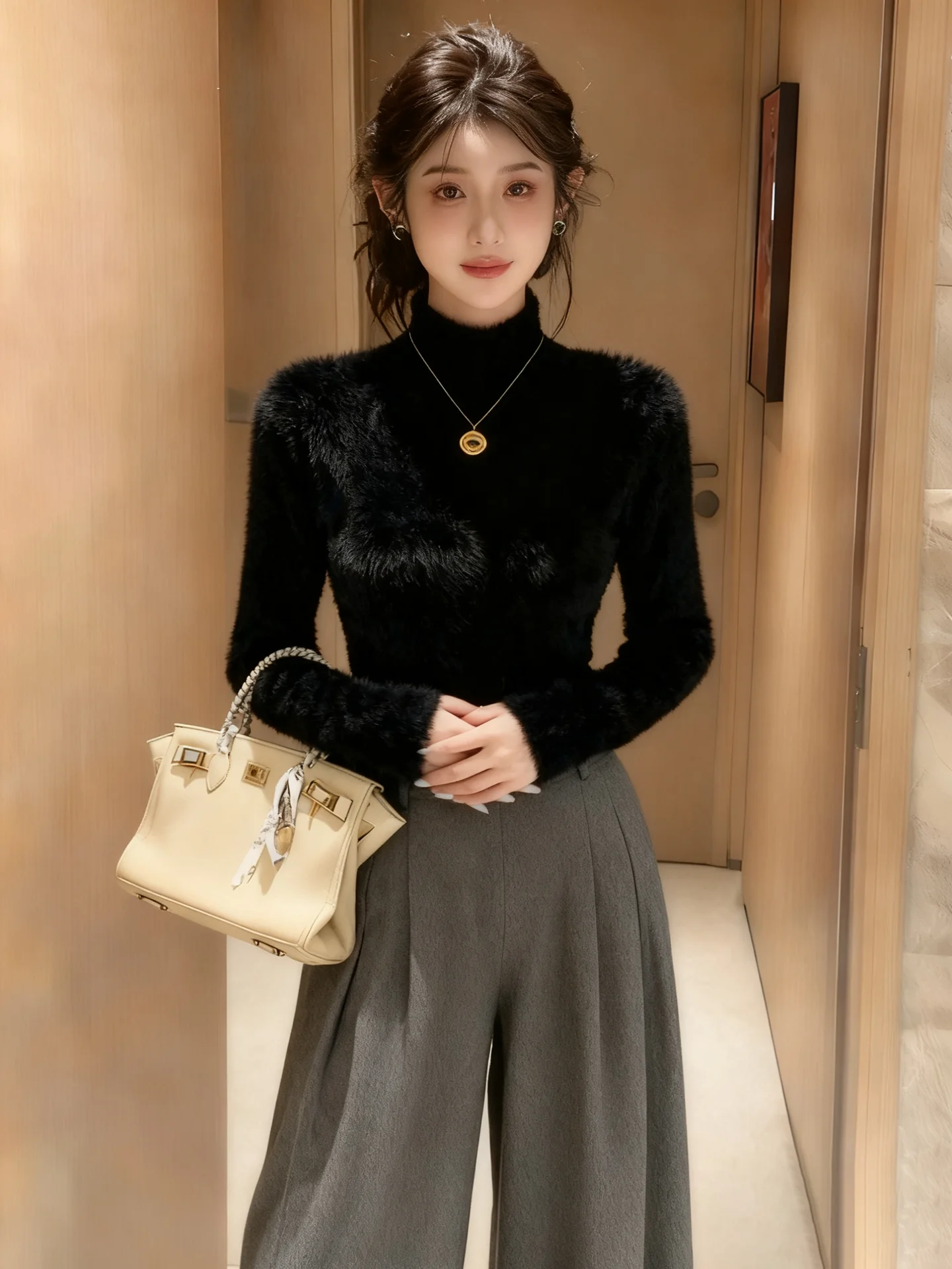 Ele Bla High Collar… - image