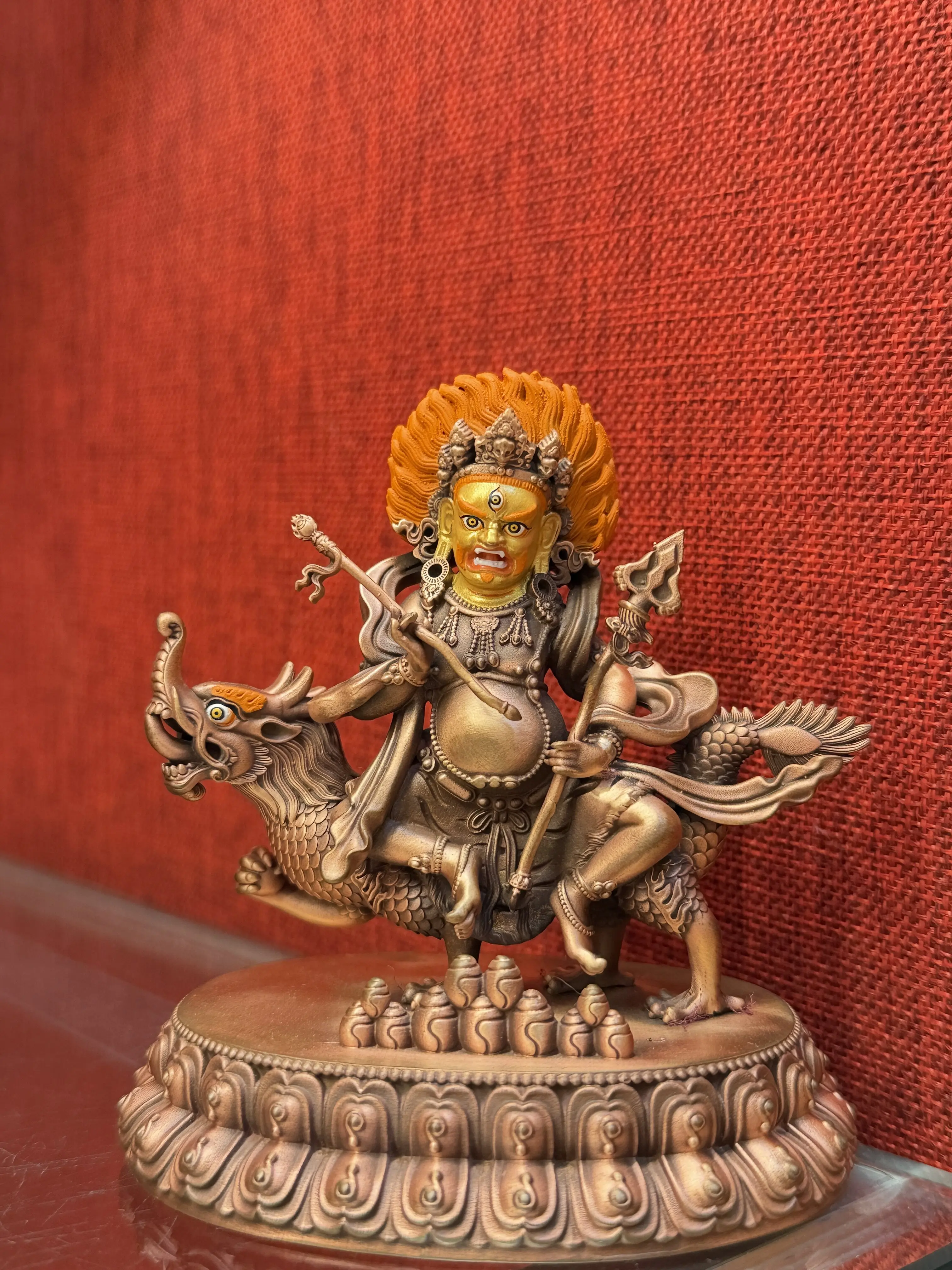 The Five Directions God of Wealth is a 10-centimeter tall pure purple copper eye-opening Buddha statue