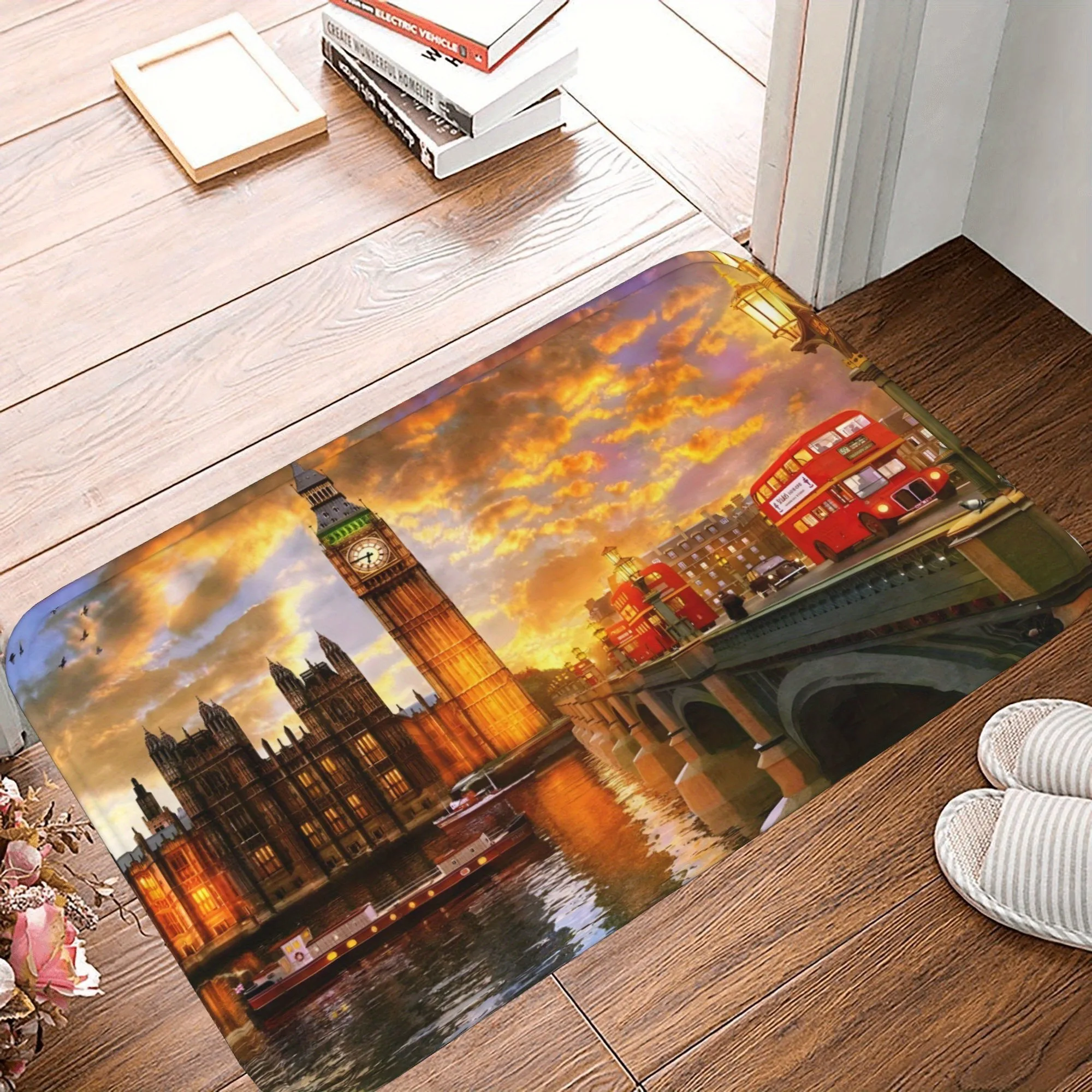 

1PC Big Ben Pattern Kitchen Rug Non-Slip Door Mat Pop design Bathroom Rug Bath Mat Carpet for Home Sink Laundry Decoreeree