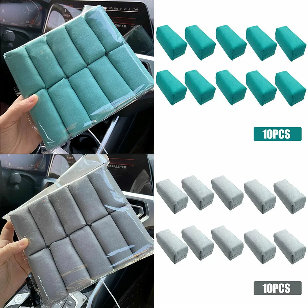 10Pcs Car Sponges Suede Sponge Applicator With Blue Gray Color High Density Sponge Soft Fiber Use With Ceramic Coating