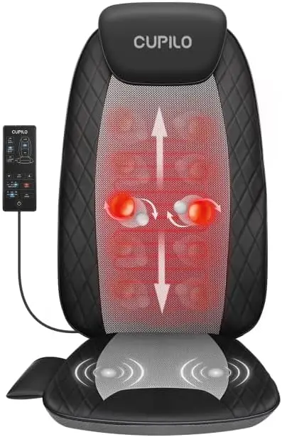 

Deep Tissue Shiatsu Back Massager with Heat for Chair, Inflatable Flap Seat Cushion - Pain Relief Gifts