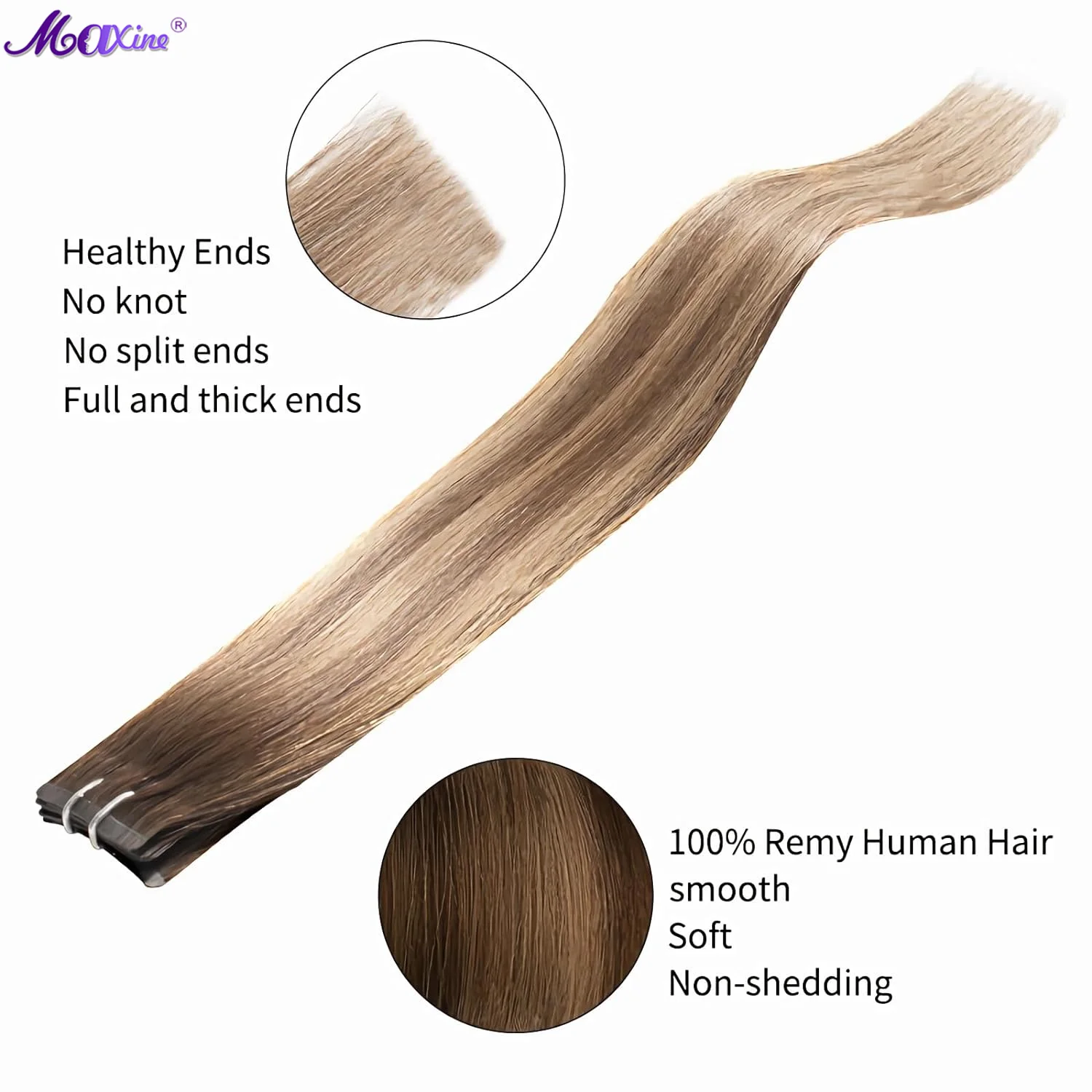 Hair Extensions Real Human Hair Ash Brown Highlights Platinum Blonde Clip in Hair Extensions 5pcs 30g 16 Inch Remy Hair Seamless