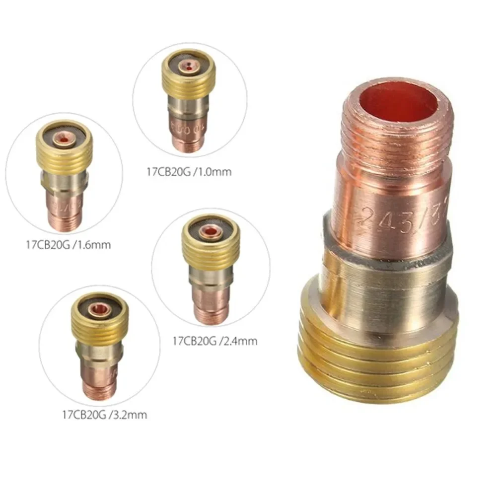 5Pcs Brass Collets Body Gas Lens Connector With Mesh For Tig WP-17/18/26 Torch TIG Argon Arc Welding Gun Accessories