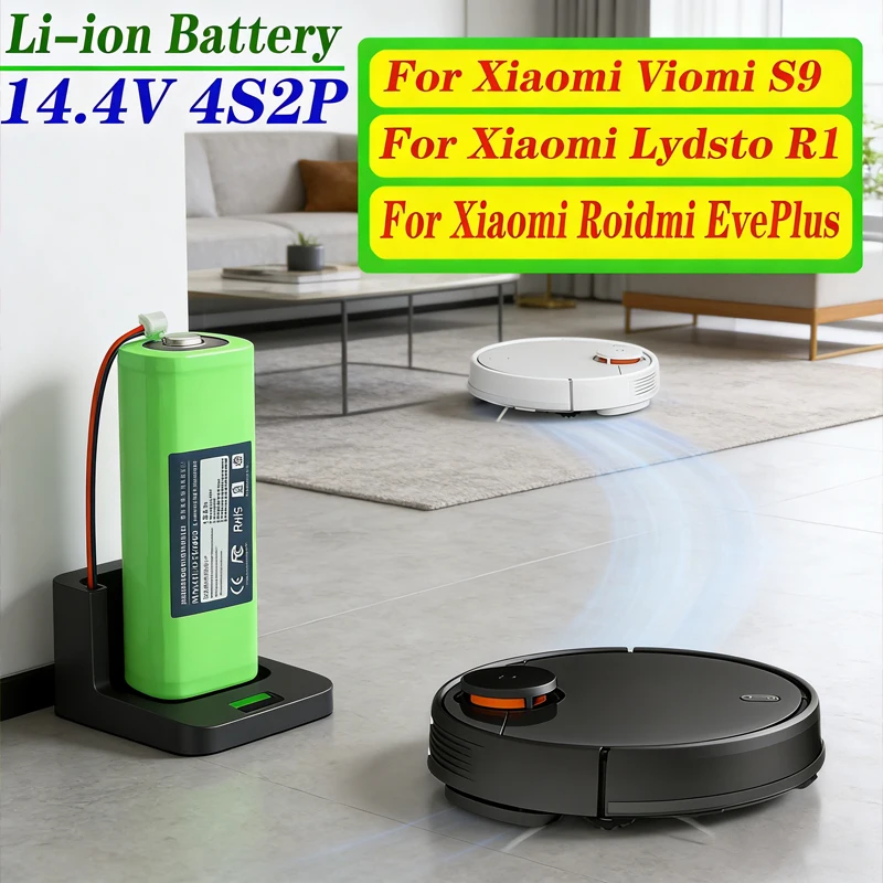 

New For Xiaomi Viomi S9 ROIDMI EVE PLUS Robotic Vacuum Cleaner2026 14.4V 5200/6500/9800/12800mAh Robot Battery