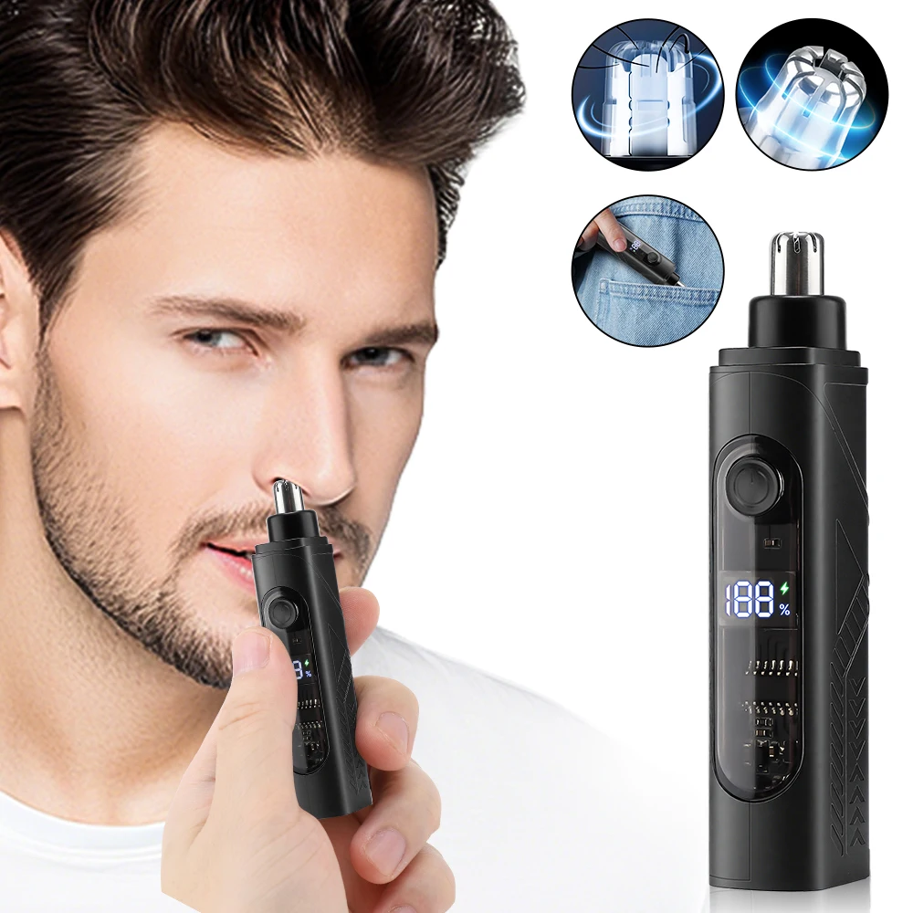 Digital Electric Nose Hair Trimmer For Men Face Ear Nose Hair Removal Shaving Razor Rechargeable Nose Hair Cutter Men's Shaver