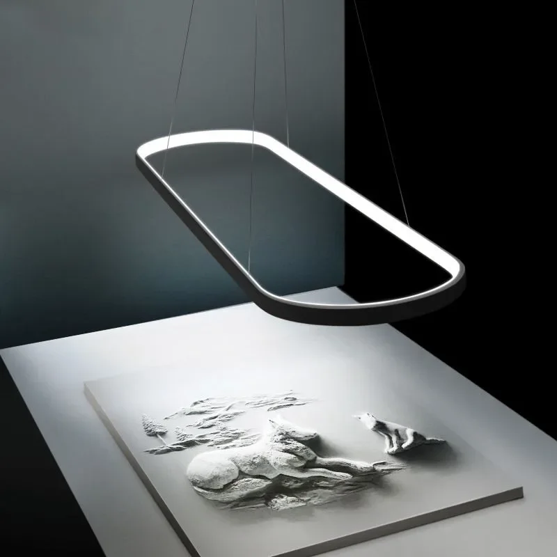 Plafonnier LED suspendu au design moderne, disponible en noir et en blanc, éclairage d'intérieur, luminaire décoratif de plafond, idéal pour une salle à manger, une cuisine ou une table