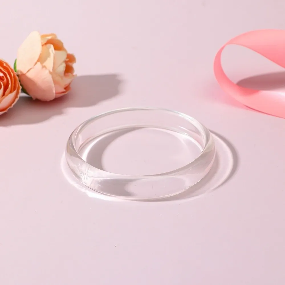 4Pcs/Set Jewelry Wristband Acrylic Bracelets Set Hand Ring Translucent Resin Bangle Stackable Korean Boho Bracelets Summer