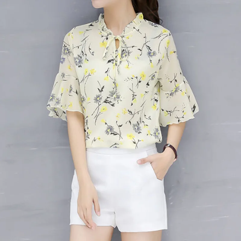 Prairie Chic Lacing Floral Printing Chiffon Blouses 2023 Women\'s Spring Summer Sweet Round Neck Long Sleeve Pullover Slim Shirt