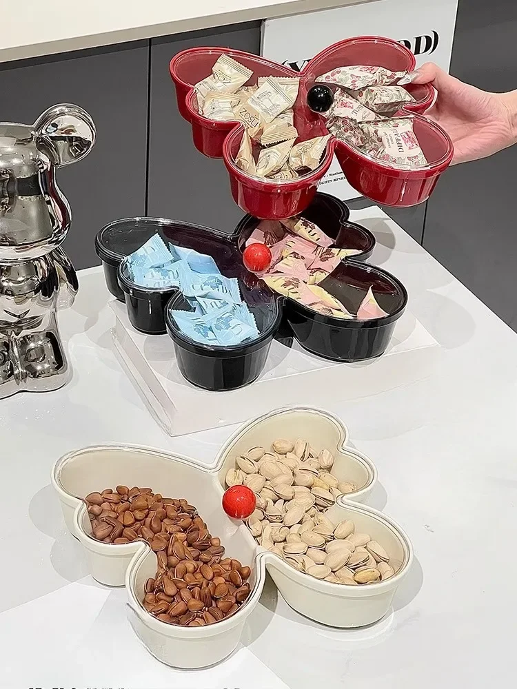 Chinese nut snack storage box, household melon seed box, wedding living room coffee table creative with cover glass display