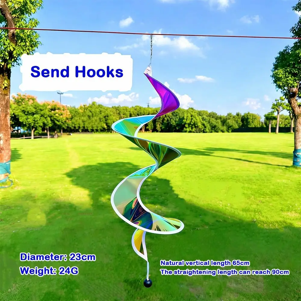 Colorful Wind Strips Outdoor Hanging Decorations Rotating Sequins Rainbow Spiral Rotating Laser Wind Plastic Material