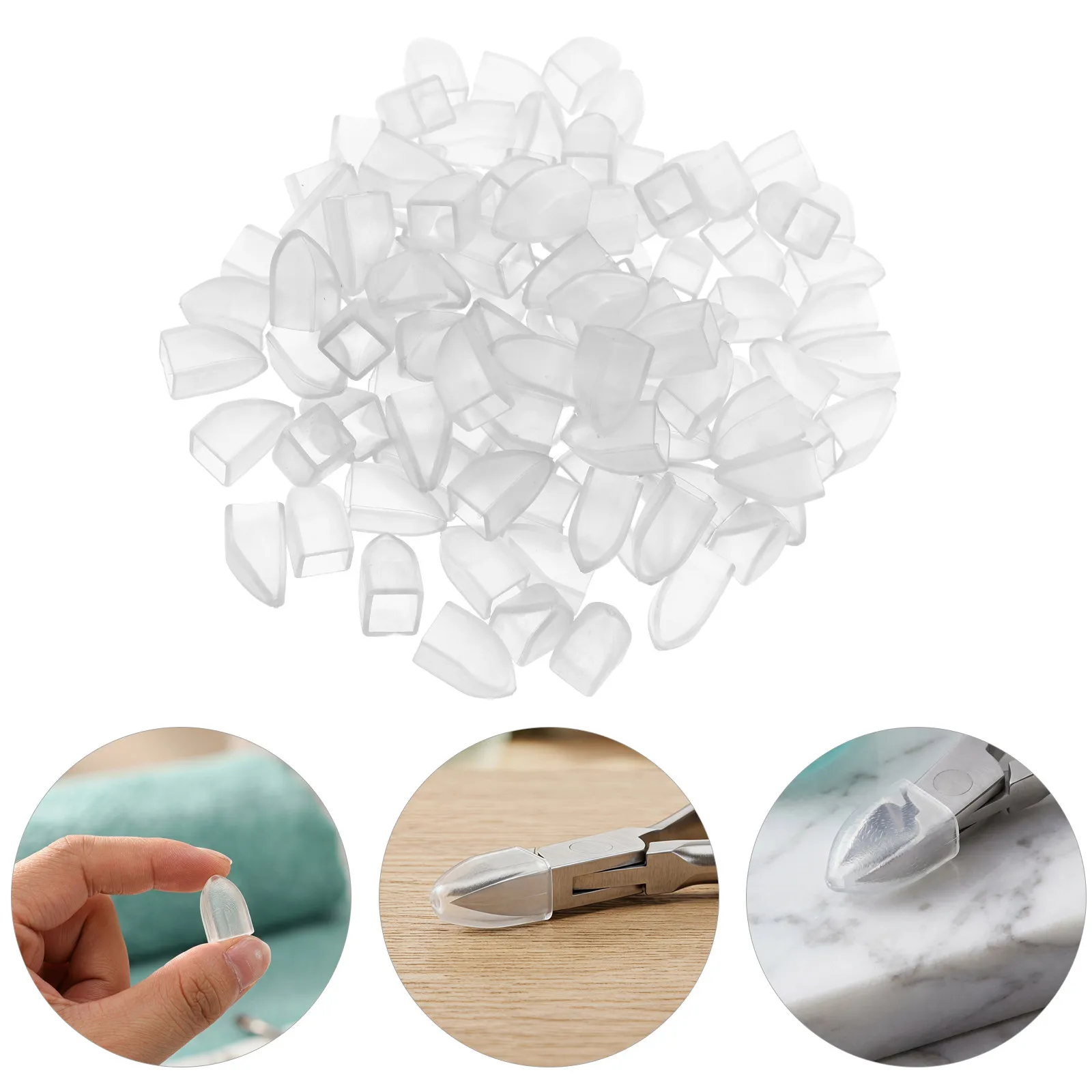 100Pcs Nail Tool Protective Covers Transparent Plastic Nipper Caps Portable Salon Safety Cutter Protector for Cuticle Nipper