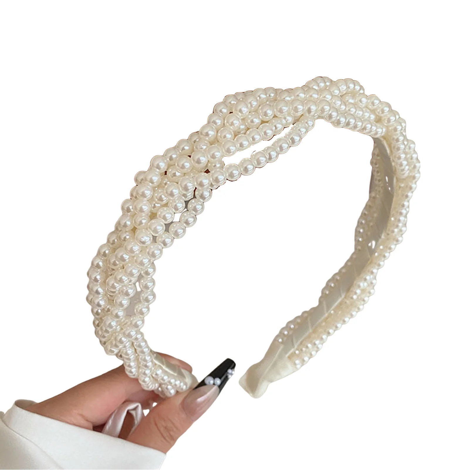 Women Simple Pearl Headbands Stable Grip Lightweight Headdress Smooth Headbands for Bridesmaid Wedding Female Dating