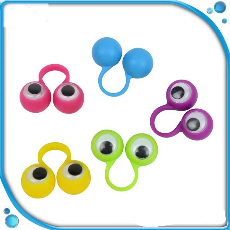 30Pcs NEW Eye Finger Puppets Plastic Rings with Wiggle Eyes Toy Favors for Kids Assorted Colors Gift Toys Pinata Fillers