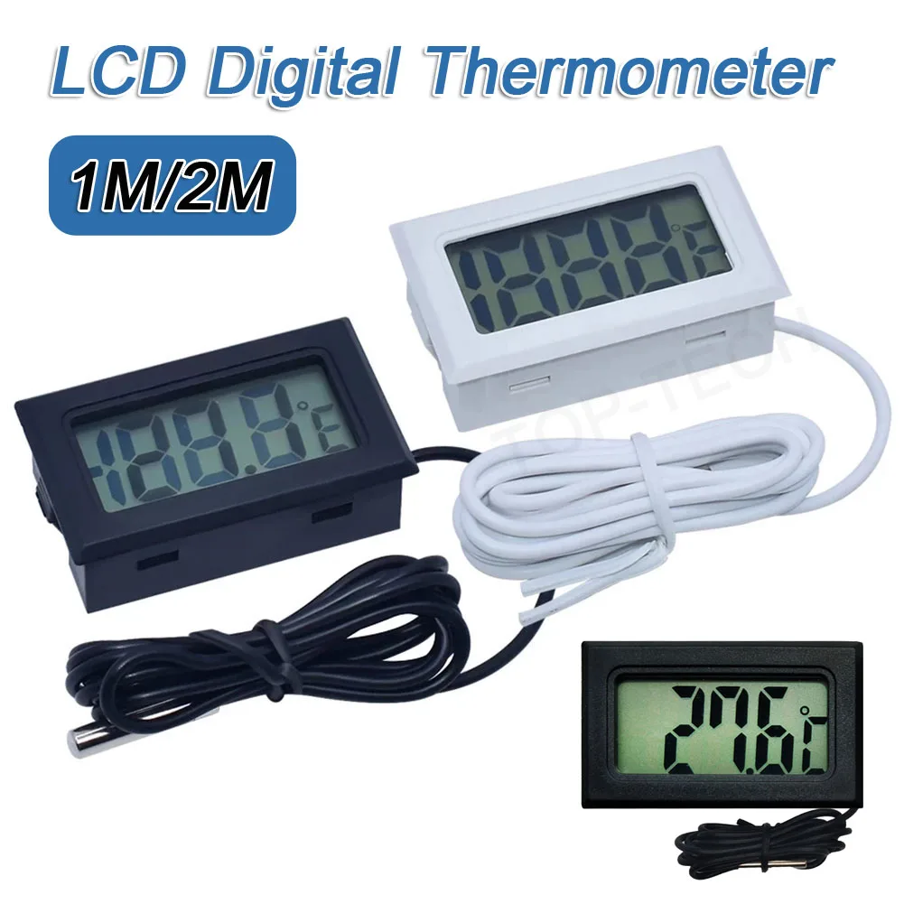 TPM-10 pengukur suhu Digital layar LCD, Sensor temperatur tahan air Probe termometer detektor kelembaban Meter 1M 2M