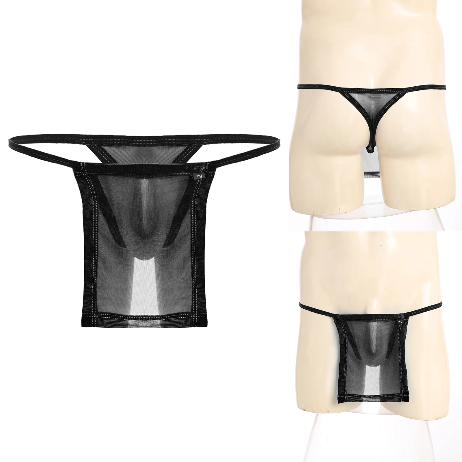 

Men Lingerie Temptation T-back Thong Hollow Out Pouch with Flap Elastic Waistband T-back Briefs for Couple Games Underpants