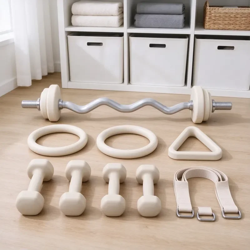 Full Pilates Workout Kit, Silicone Coated Rod Ring Resistance Ring, Mini Dumbbells and Ankle Weights for Home Gym and Studio