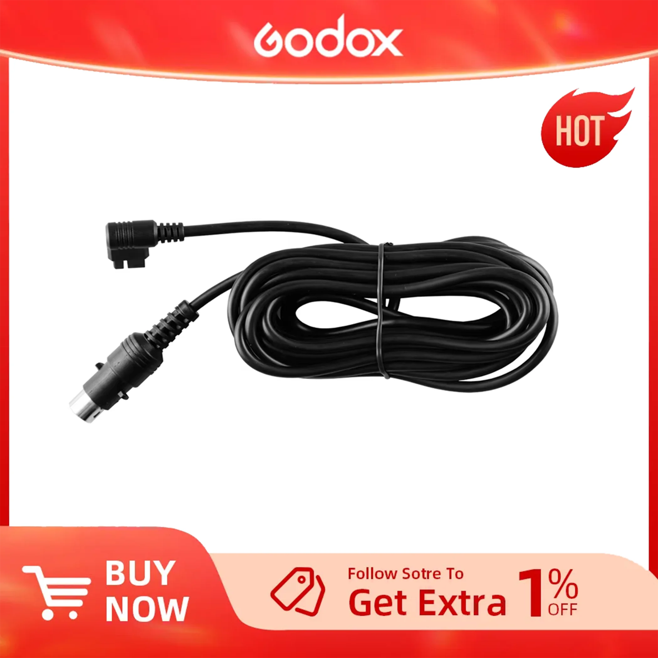 Godox 5m Length Extension Power Cable Cord AD-S14 for WITSTRO AD180 AD360 AD360II Flash Speedlite