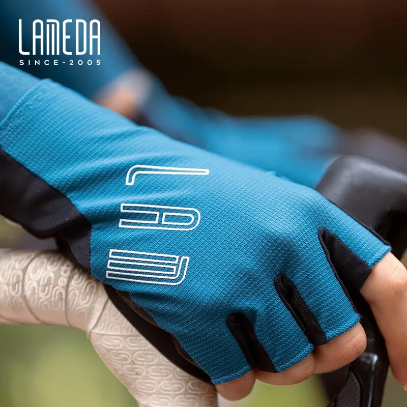 

Lameda Men Half Finger Cycling Gloves With Thick Palm Pads Summer Breathable Lycra Gloves Running Tennis Golf Fishing Gloves