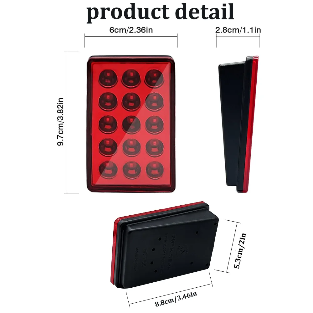 F1 Style Rear Tail Lights LED Brake Pilot Light 15LED Auto Flash Warning Reverse Stop Safety 12V Signal Lamps For Car SUV Moto