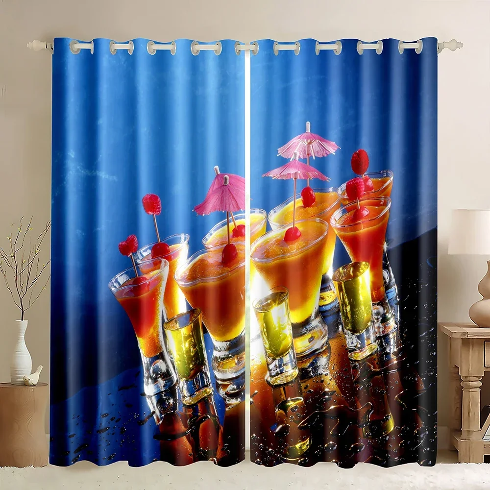 Cocktail Light Reducing Curtain Panels Window Draperies,1 Piece, Insulated Room Darkening Drapes for Bedroom Window Treatment
