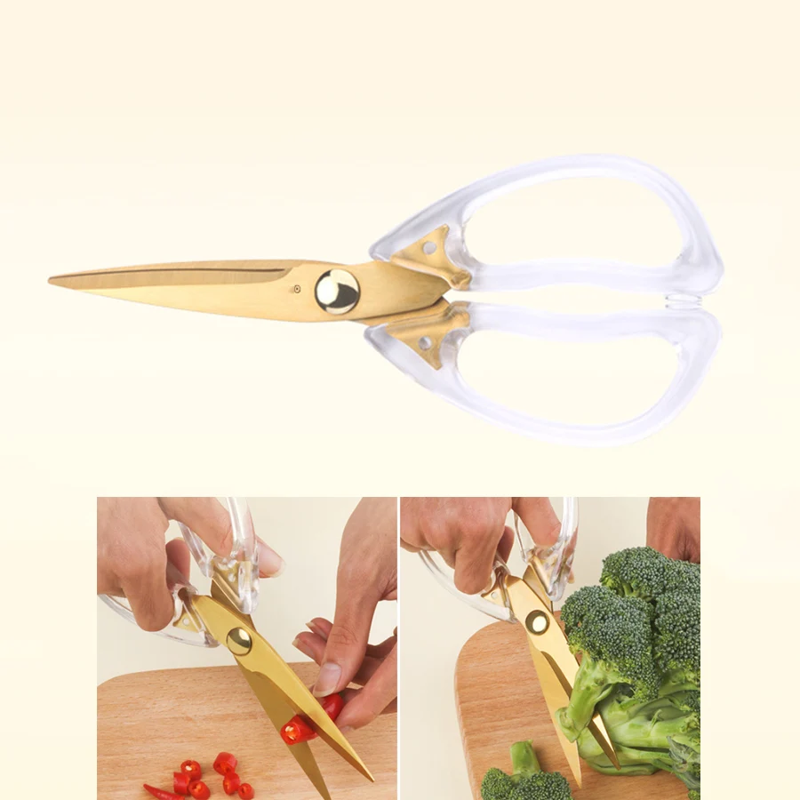 1pc Transparent Handle Kitchen Scissors Perfect For Cutting Meat And Vegetables Kitchen Scissors With Plastic Handle Kitchen Use