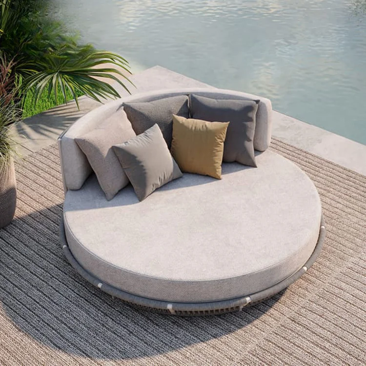 Leisure Outdoor Garden Furniture Beach Poolside Round Rattan Lounger Daybed