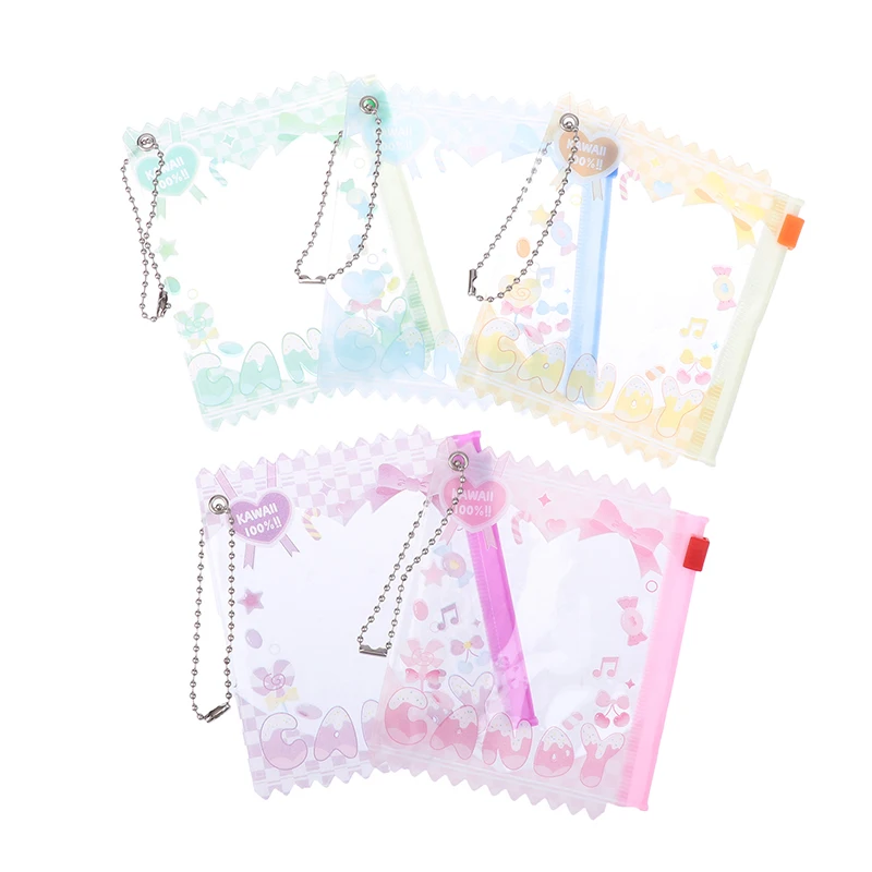 1Pcs Cute Cartoon Transparent Keychain Bag 58MM-75MM Props Badge Storage Display Bag Protective Shell Card Bag Cover Candy Bag