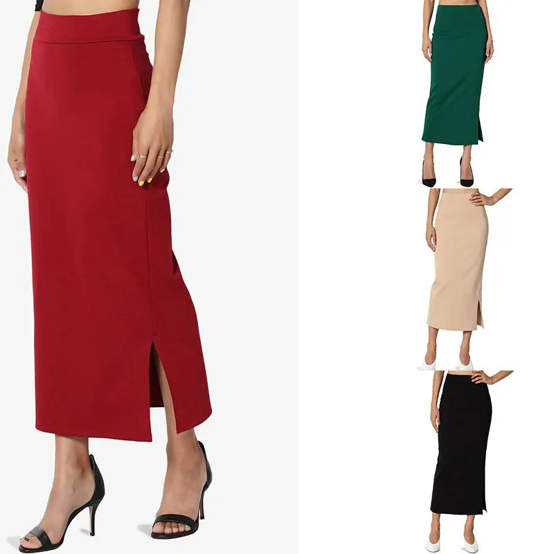 

8826temu 2025 женская длинная юбка с разрезом на бедрах Ele Faionable женский гардероб профессиональная зимняя коллекция