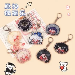 Game Impact Fatui Harbingers Doctor Scaramouche Decor Keychain 4Pcs Mini Acrylic Material Shake Move Toy For Bag Pendant Gift