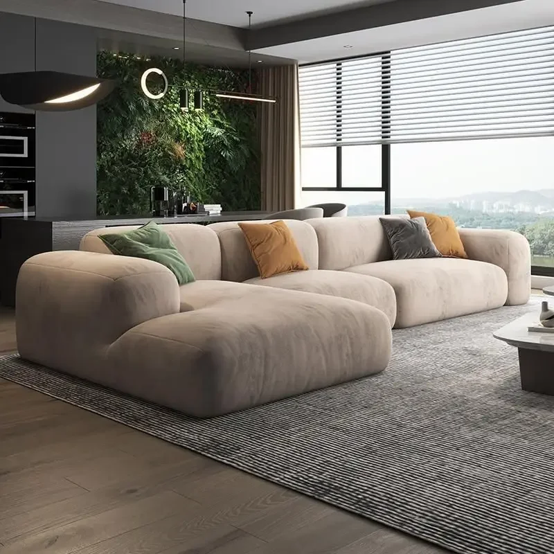 Nordic luxury L-shaped living room sofa furniture floor velvet 3-seat modular combination sofa sofa set