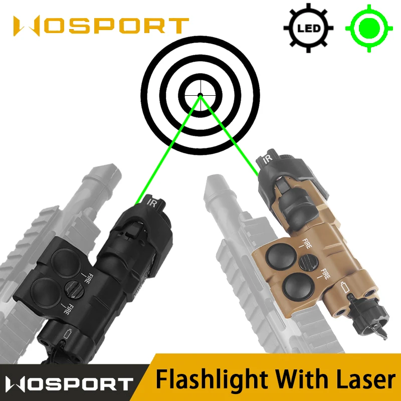 Tactical Laser Flashlight Combo, Airsoft Rail Mount LED Hunting Lamp,Green laser Flashlight, Wargame Weapon Laser Light