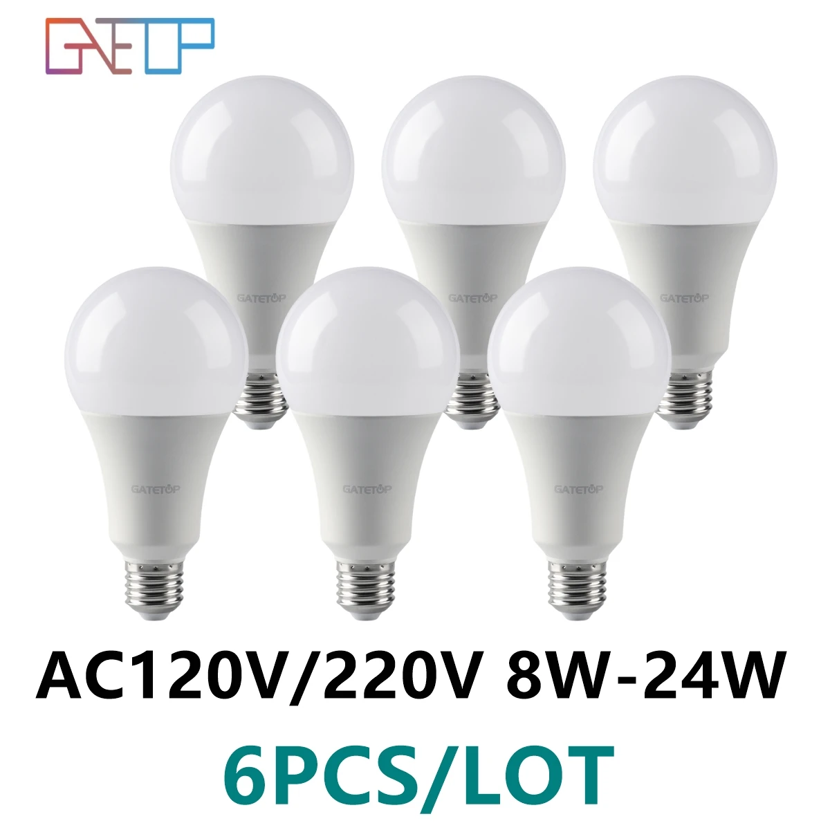 

6 Pack A Series LED Bulb 8W 9W 10W 12W 15W 18W 20W 24W AC110/220V E27/ B22 Base 3000/4000/6000K for Kitchen Living Room Bedroom