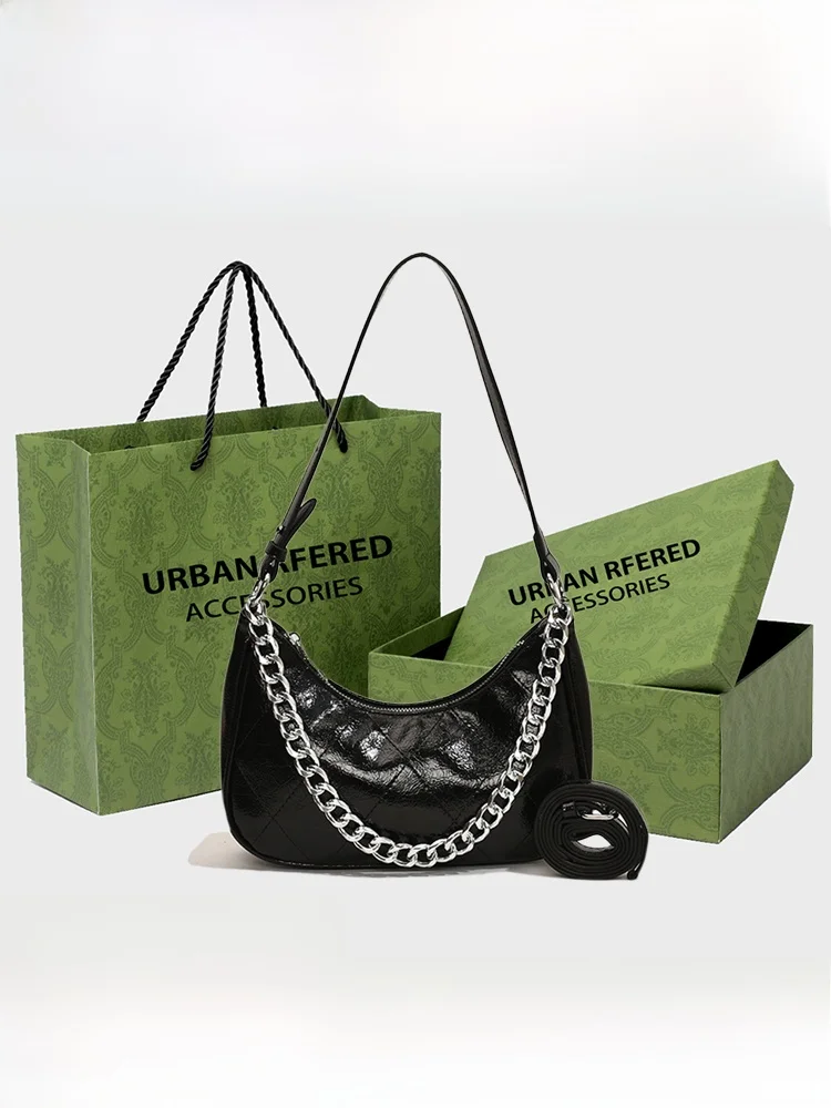 URBAN RFERED French Sle Silver Chain Underarm Bag Women's Faion Summer New Crossbody Bag Soft Synthetic Leather Handbag