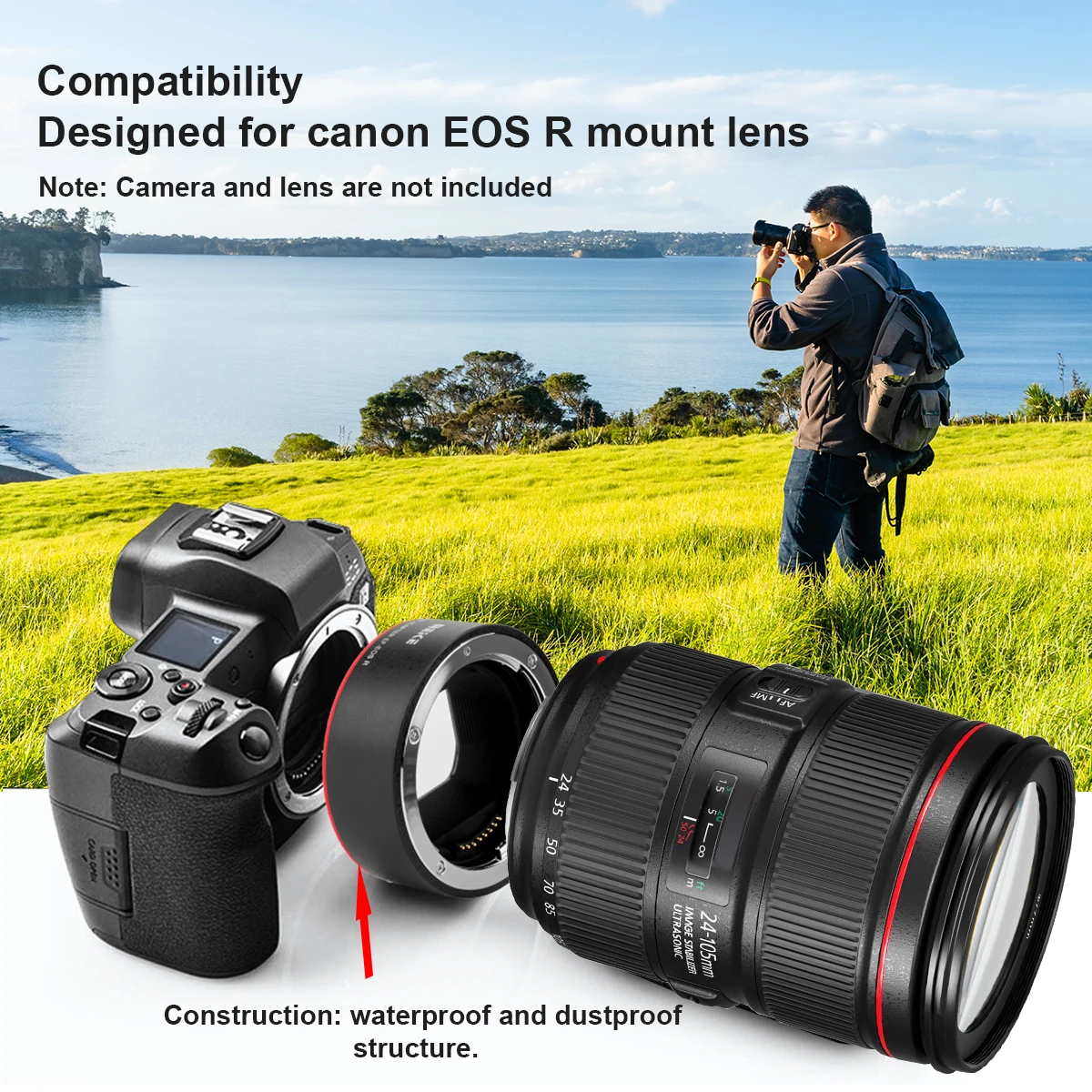 Meike Metal Lens Adapter EF-EOSR Auto-Focus Mount Converter for Canon EF Lens to EOS-R EOS-RP R5 R6 and RED Komodo Cameras