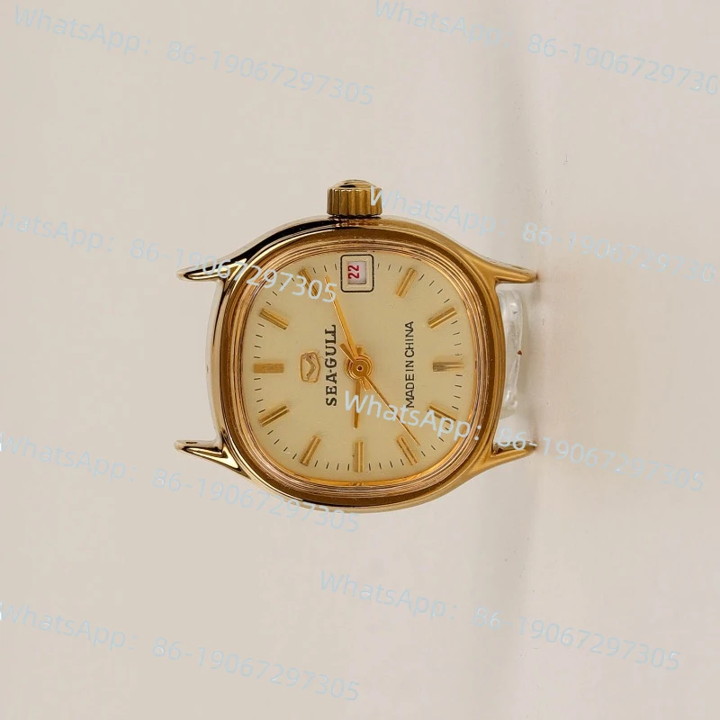 

Retro Gold Tianjin Watch Factory Seagull Brand Square Calendar Manual Mechanical Ladies Watch
