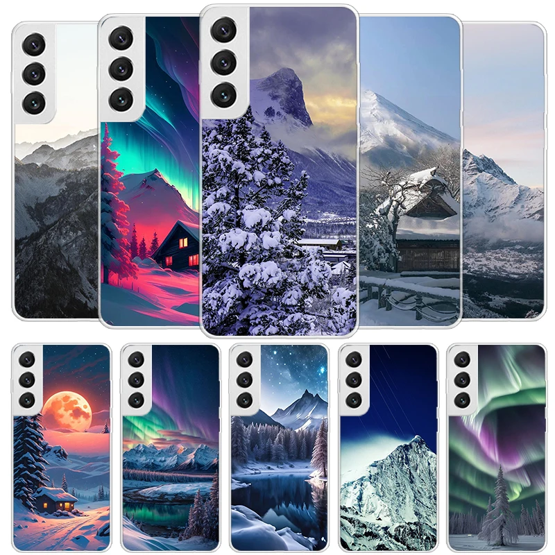 Landscape Winter Light Snow Cover Phone Case For Samsung Galaxy S24 Ultra S23 S22 S21 S20 FE S10 Plus S10E S9 S8 + Soft Fundas S