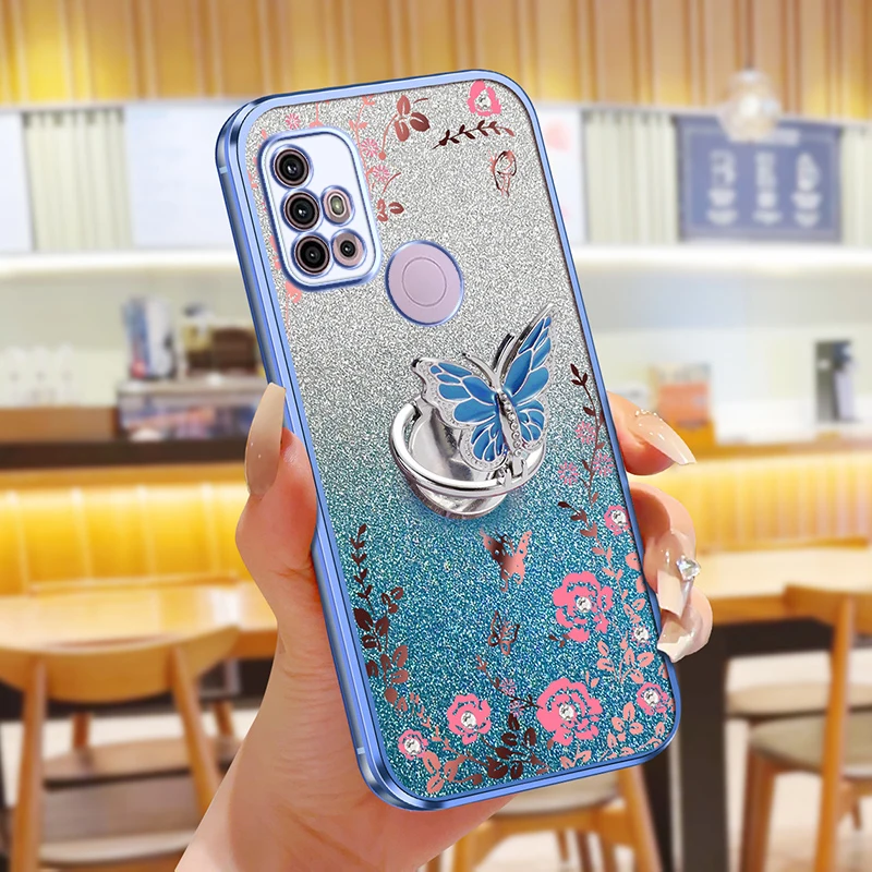 For Motorola Moto G30 G84 G60 G20 G22 G10 G52 G82 G20 Case Secret Garden Butterfly Bracket Soft Cover