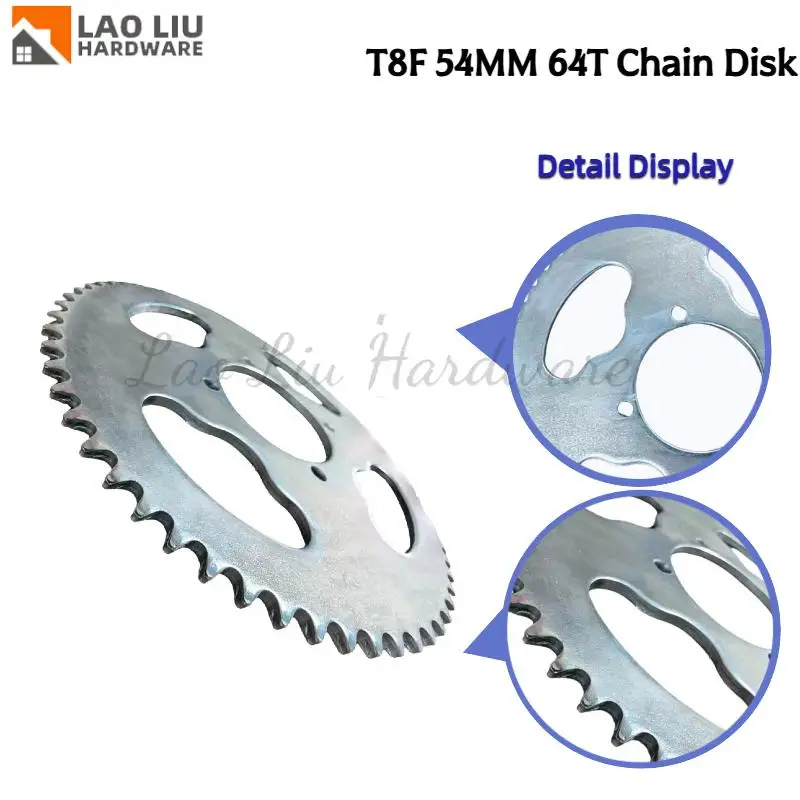 

4 Hole Chainring T8F 64T Chainring 54mm 4 Hole Steel Excellent Toughness Mini Motorcycle Sprocket for 47cc 49cc Mini Motorcycles