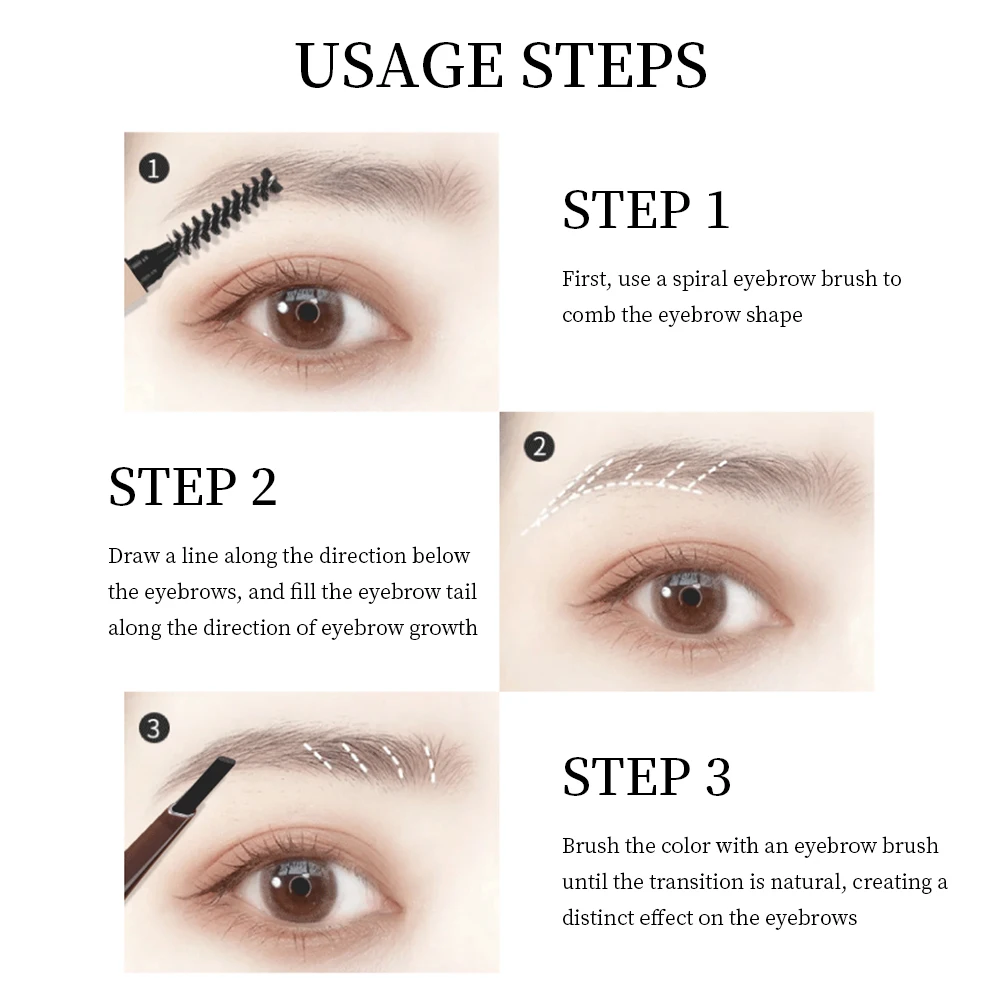 Colore automatico per temperamatite per sopracciglia Tre sopracciglia dimensionale a doppia estremità impermeabile e a prova di sbavature