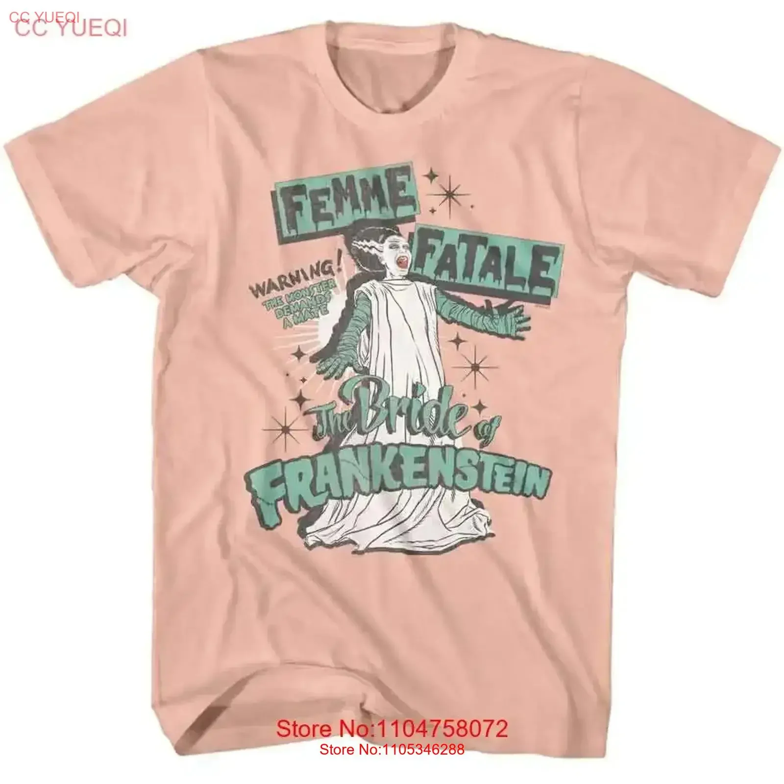 Camiseta Universal Monsters Femme Fatale Peach para adultos, estilo vintage, lavada, suave, cómoda, informal, ropa de diseñador, estilo vintage, lavada