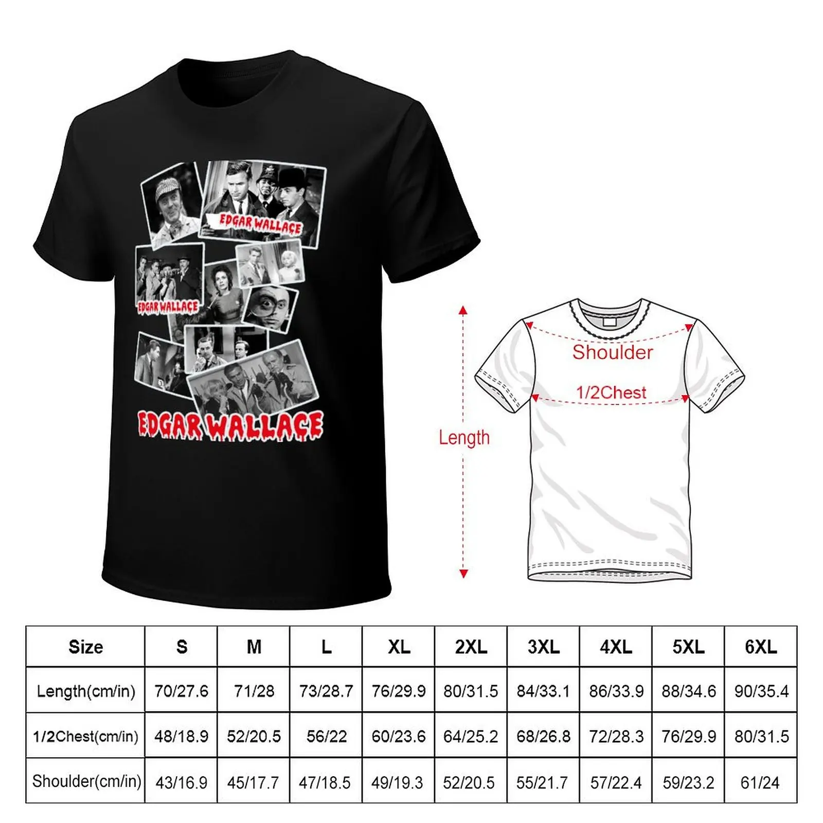 Edgar Wallace, Movies, 50's, 60's T-Shirt Work Utility Short Sleeve Shirt
