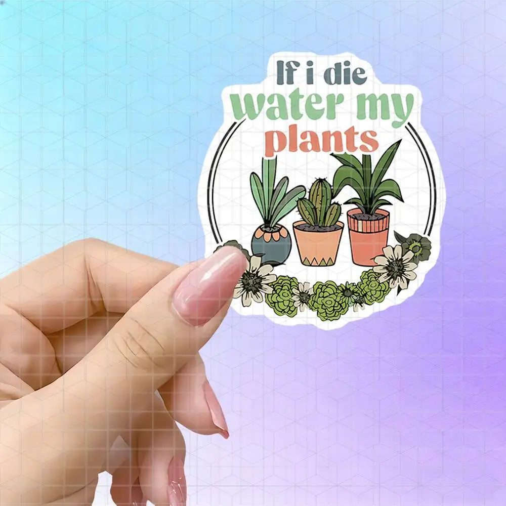 Potted Plants Flower Wreath Plant Lover Vinyl Sticker Matte Decal For Planner Notebook Plant Parent