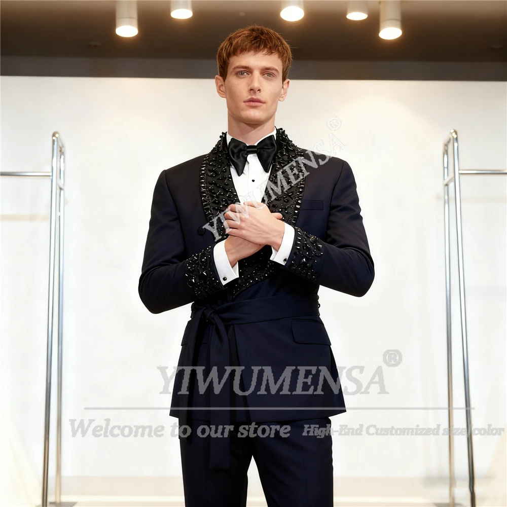 

Уникальные ювелирные камни, свадебные смокинги, костюм, комплект из 2 предметов, мужские пиджаки для выпускного вечера, костюм для вечеринки, Homme, индивидуальный вечерний наряд для жениха